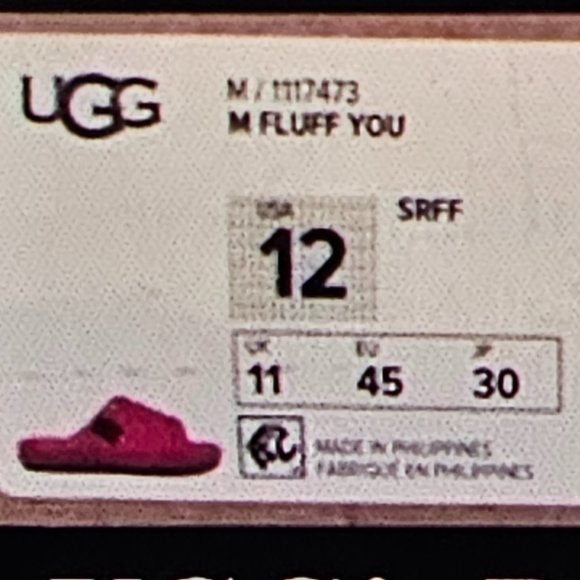 UGG Slides Samba Red Mens M FLUFF YOU Indoor Outdoor Slippers Sandals 12 USA 45 - Picture 3 of 14